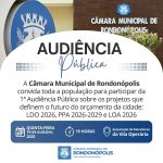 Câmara de Rondonópolis realiza audiência pública para discutir LDO, PPA e LOA de 2026